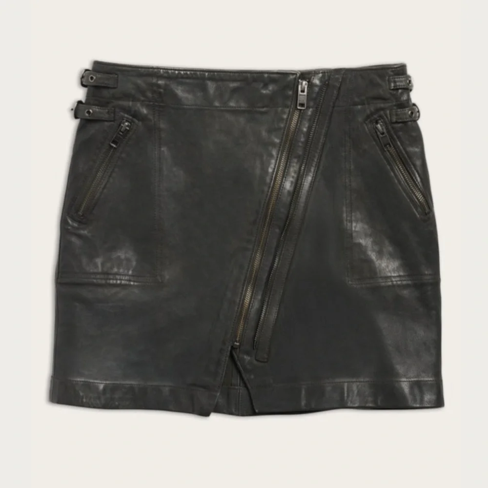 “FRYE” Diya Leather Moto Mini Skirt - Picture 7 of 16